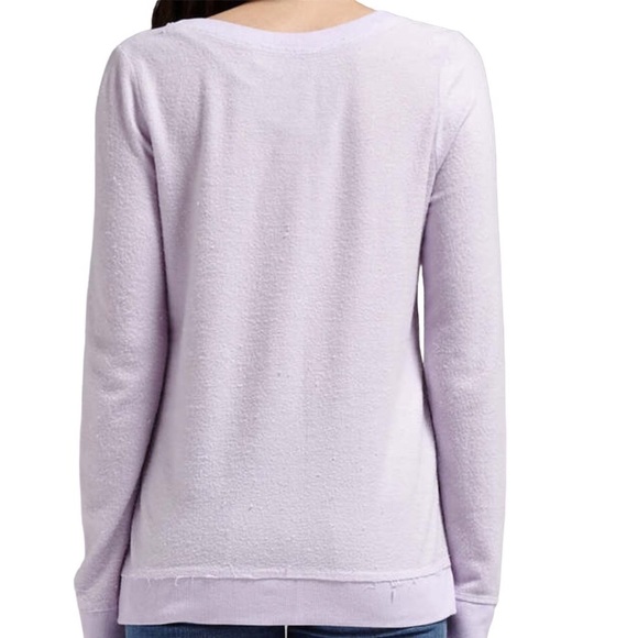 Chaser Twin Skulls Crew Neck Sweatshirt Top Size Medium in Pale Lavender - Picture 12 of 16